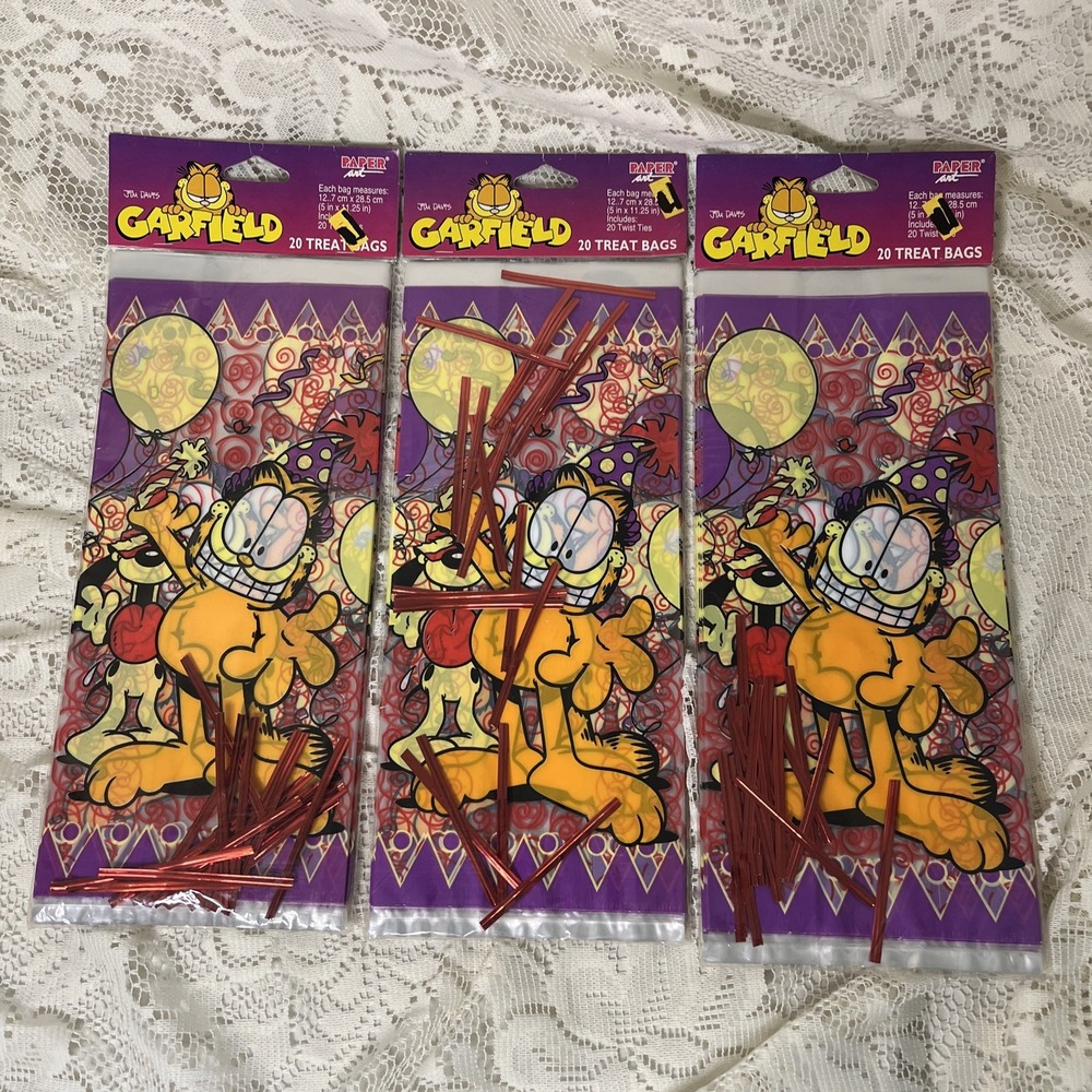Vintage 1998 Garfield Large Cello Treat Bags Party Supplies 20ct Rare PAWS Odie